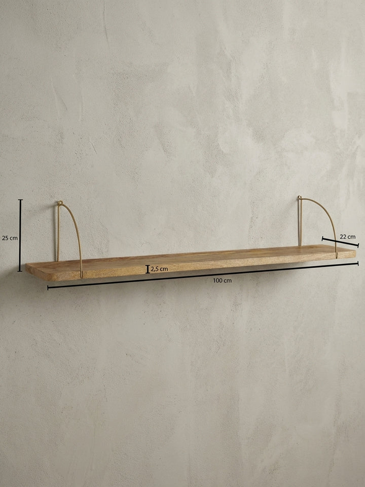 Technische Zeichnung des Wandregals mit allen Maßen: Breite 100 cm, Höhe 25 cm, Tiefe 22 cm, für eine exakte Montageplanung an der Wand._