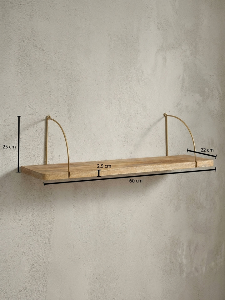 Technische Skizze des Wandregals mit allen exakten Maßen: Breite 60 cm, Höhe 25 cm und Tiefe 22 cm, für eine präzise Raumplanung._