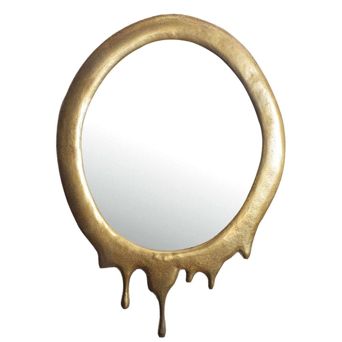 Wandspiegel 50x71 cm Metall Design Hängespiegel Gold - Aluminium Dekospiegel Oval mit Rahmen - Spiegel Wand Groß - Flurspiegel Garderobenspiegel Modern