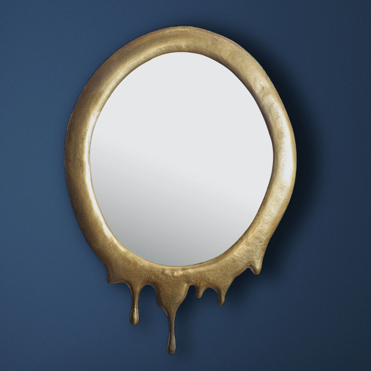 Wandspiegel 50x71 cm Metall Design Hängespiegel Gold - Aluminium Dekospiegel Oval mit Rahmen - Spiegel Wand Groß - Flurspiegel Garderobenspiegel Modern_