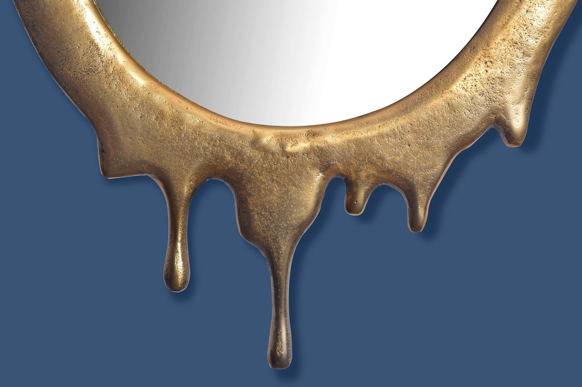 Wandspiegel 50x71 cm Metall Design Hängespiegel Gold - Aluminium Dekospiegel Oval mit Rahmen - Spiegel Wand Groß - Flurspiegel Garderobenspiegel Modern