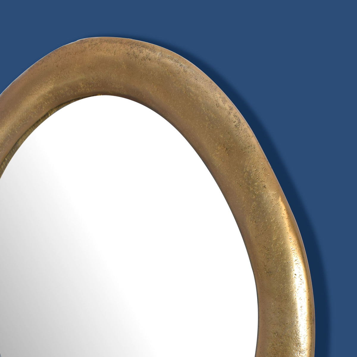 Wandspiegel 50x71 cm Metall Design Hängespiegel Gold - Aluminium Dekospiegel Oval mit Rahmen - Spiegel Wand Groß - Flurspiegel Garderobenspiegel Modern_