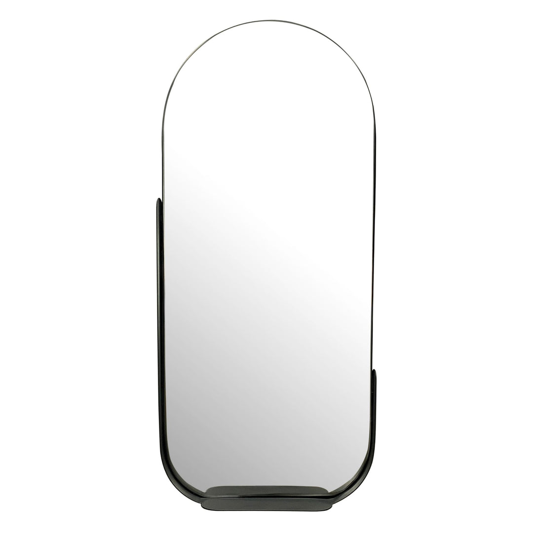 Wandspiegel Oval Metall Schwarz 51x114 cm Mit Ablage