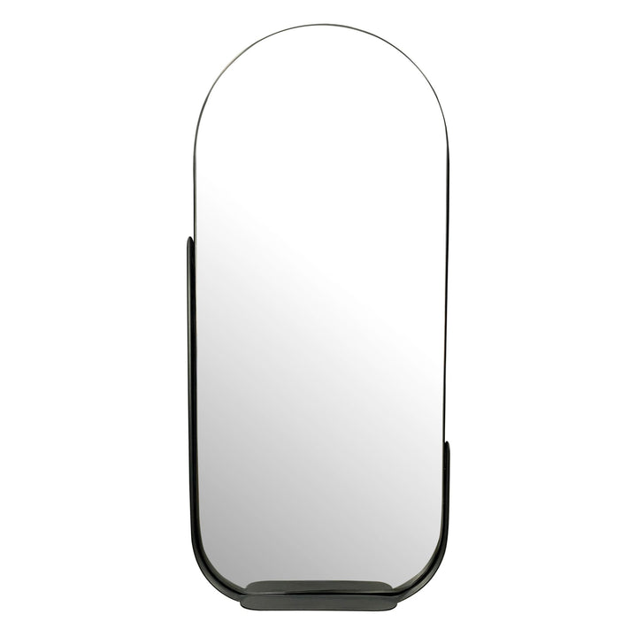 Wandspiegel Oval Metall Schwarz 51x114 cm Mit Ablage