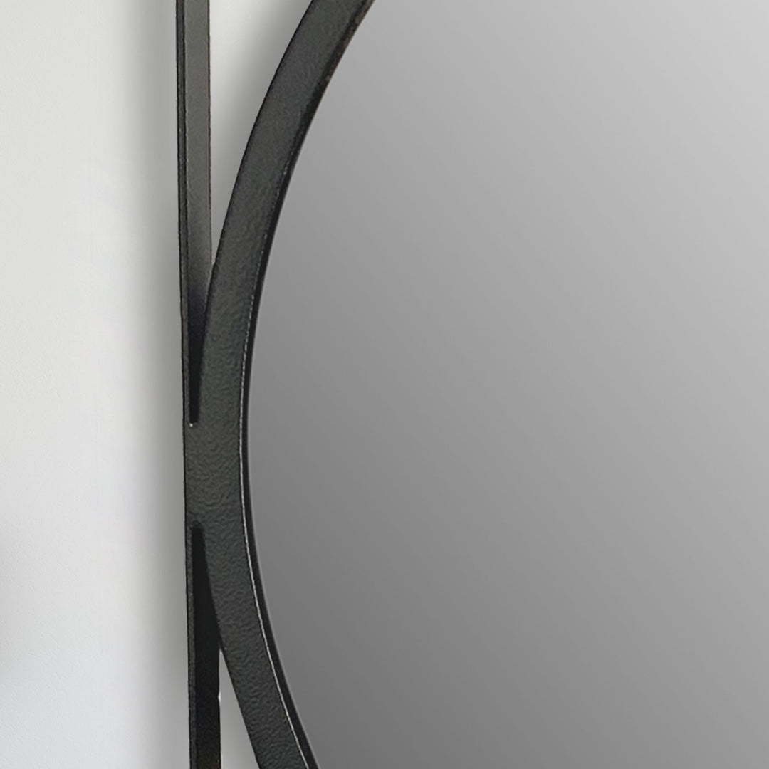 Wandspiegel 54x54 cm Metall Design Hängespiegel Schwarz - Eisen Dekospiegel Rund mit quadratischem Rahmen - Spiegel Wand Klein - Flurspiegel Garderobenspiegel Modern_