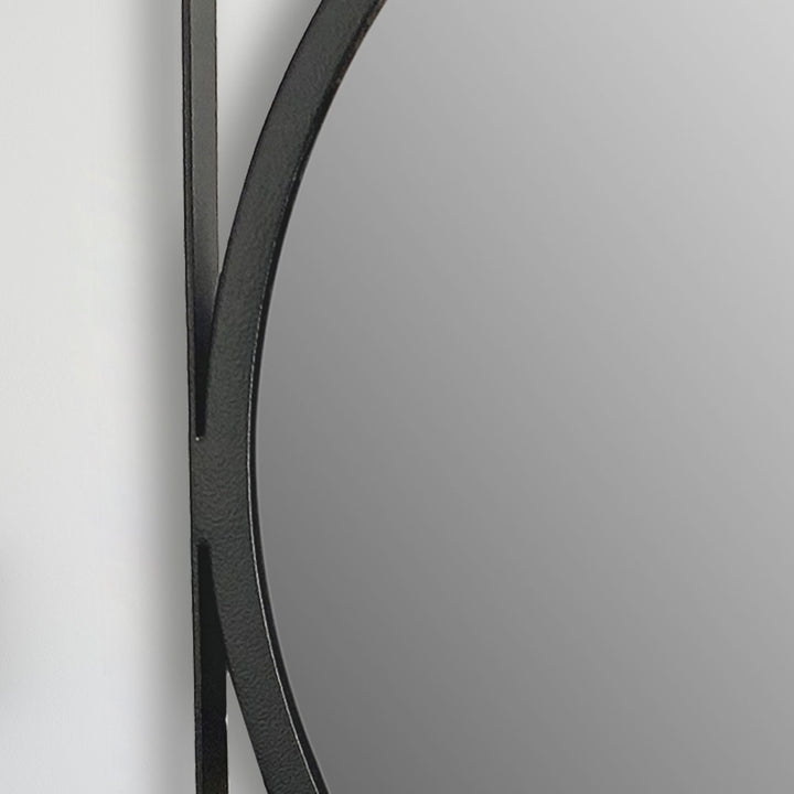 Wandspiegel 54x54 cm Metall Design Hängespiegel Schwarz - Eisen Dekospiegel Rund mit quadratischem Rahmen - Spiegel Wand Klein - Flurspiegel Garderobenspiegel Modern_