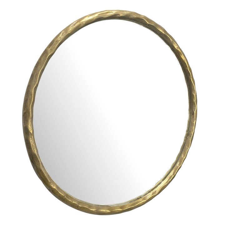 Wandspiegel 60 cm Metall Design Hängespiegel Gold - Dekospiegel Rund mit Rahmen - Spiegel Wand Groß - Flurspiegel Garderobenspiegel Modern_