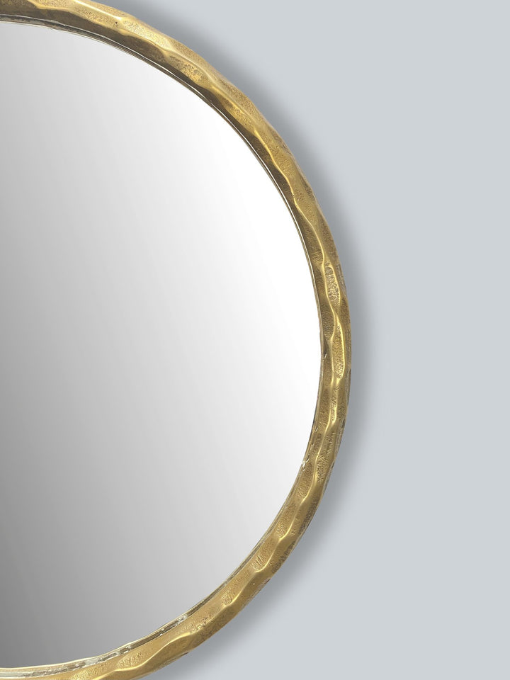 Wandspiegel 60 cm Metall Design Hängespiegel Gold - Dekospiegel Rund mit Rahmen - Spiegel Wand Groß - Flurspiegel Garderobenspiegel Modern_