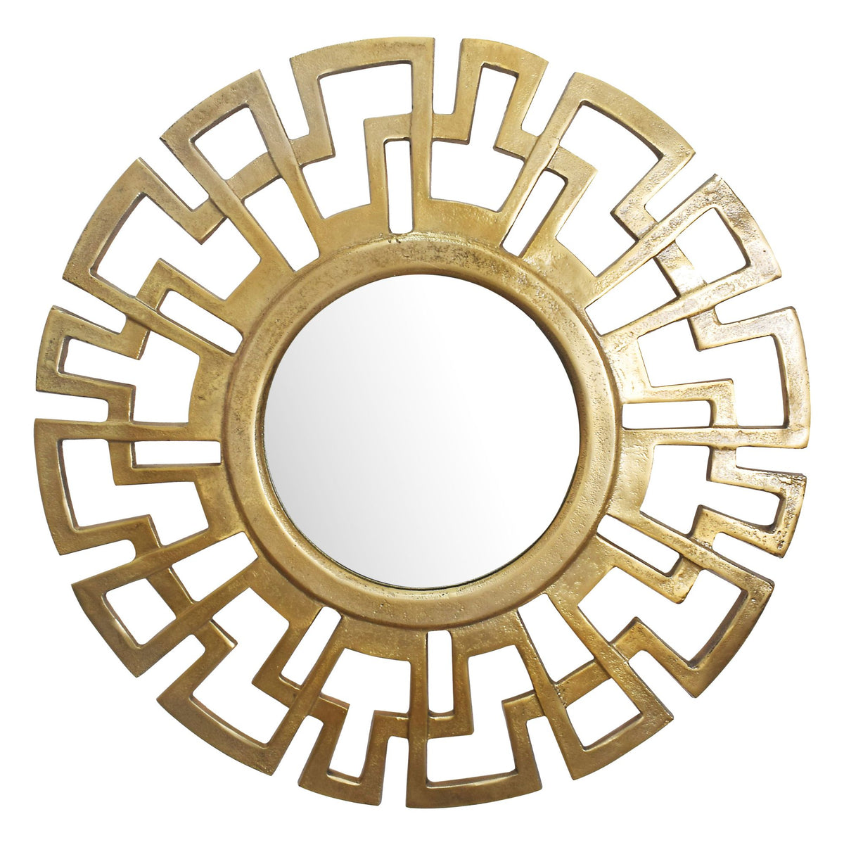 Wandspiegel Art déco 60 cm Metall Design Hängespiegel Gold - Aluminium Dekospiegel Rund mit Rahmen - Spiegel Wand Groß - Flurspiegel Garderobenspiegel Modern