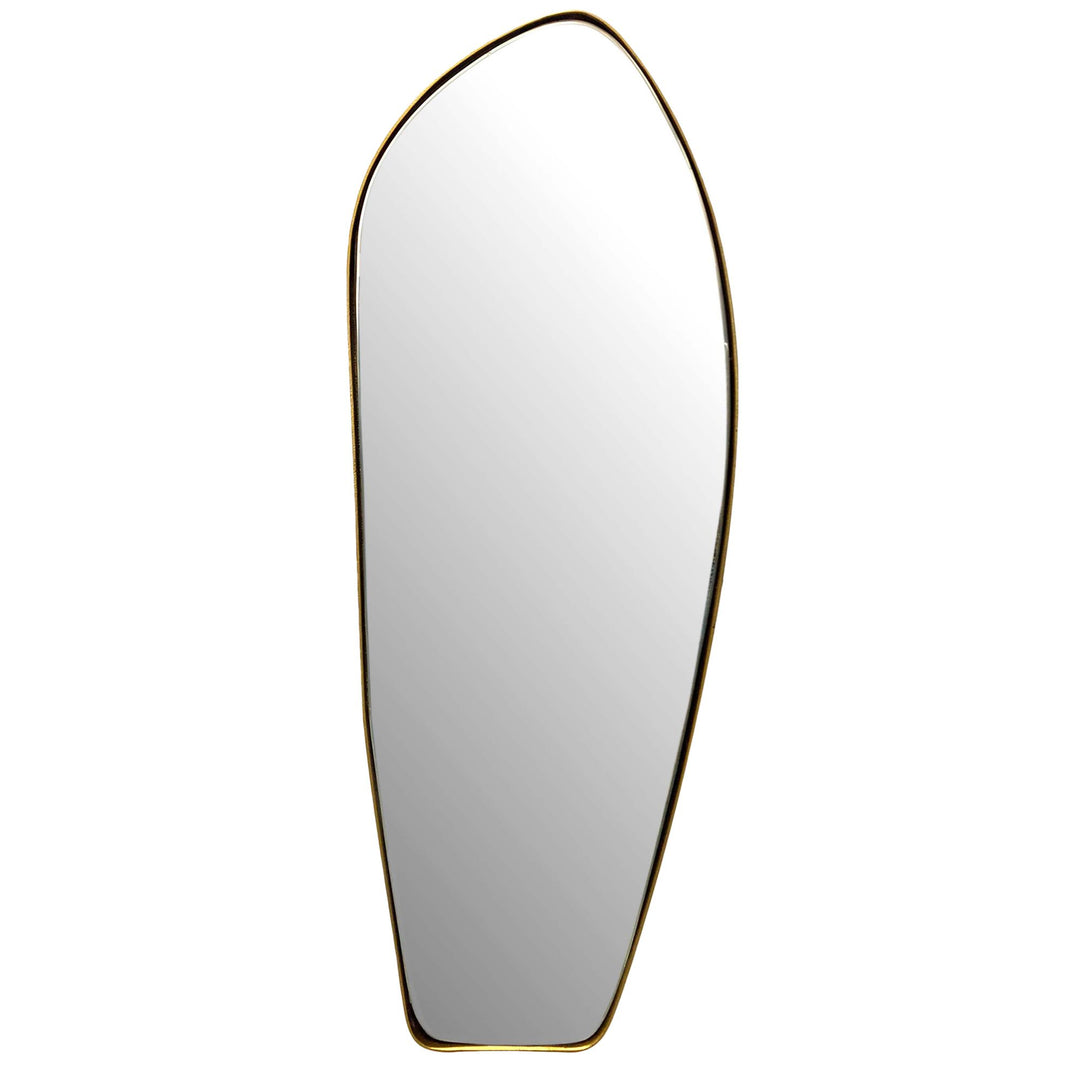 Wandspiegel Asymmetrisch 33x90 cm Metall Design Hängespiegel Gold - Eisen Dekospiegel Unförmig mit Rahmen - Spiegel Wand Groß - Flurspiegel Länglich - Garderobenspiegel Modern_