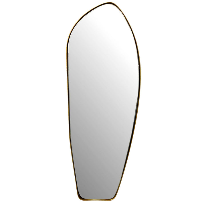 Wandspiegel Asymmetrisch 33x90 cm Metall Design Hängespiegel Gold - Eisen Dekospiegel Unförmig mit Rahmen - Spiegel Wand Groß - Flurspiegel Länglich - Garderobenspiegel Modern_