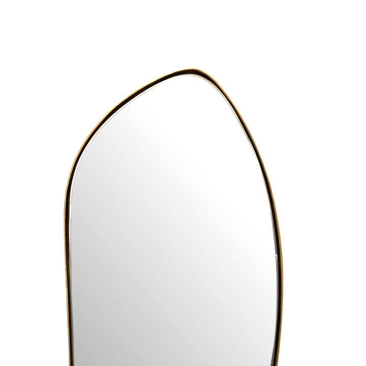 Wandspiegel Asymmetrisch 33x90 cm Metall Design Hängespiegel Gold - Eisen Dekospiegel Unförmig mit Rahmen - Spiegel Wand Groß - Flurspiegel Länglich - Garderobenspiegel Modern_