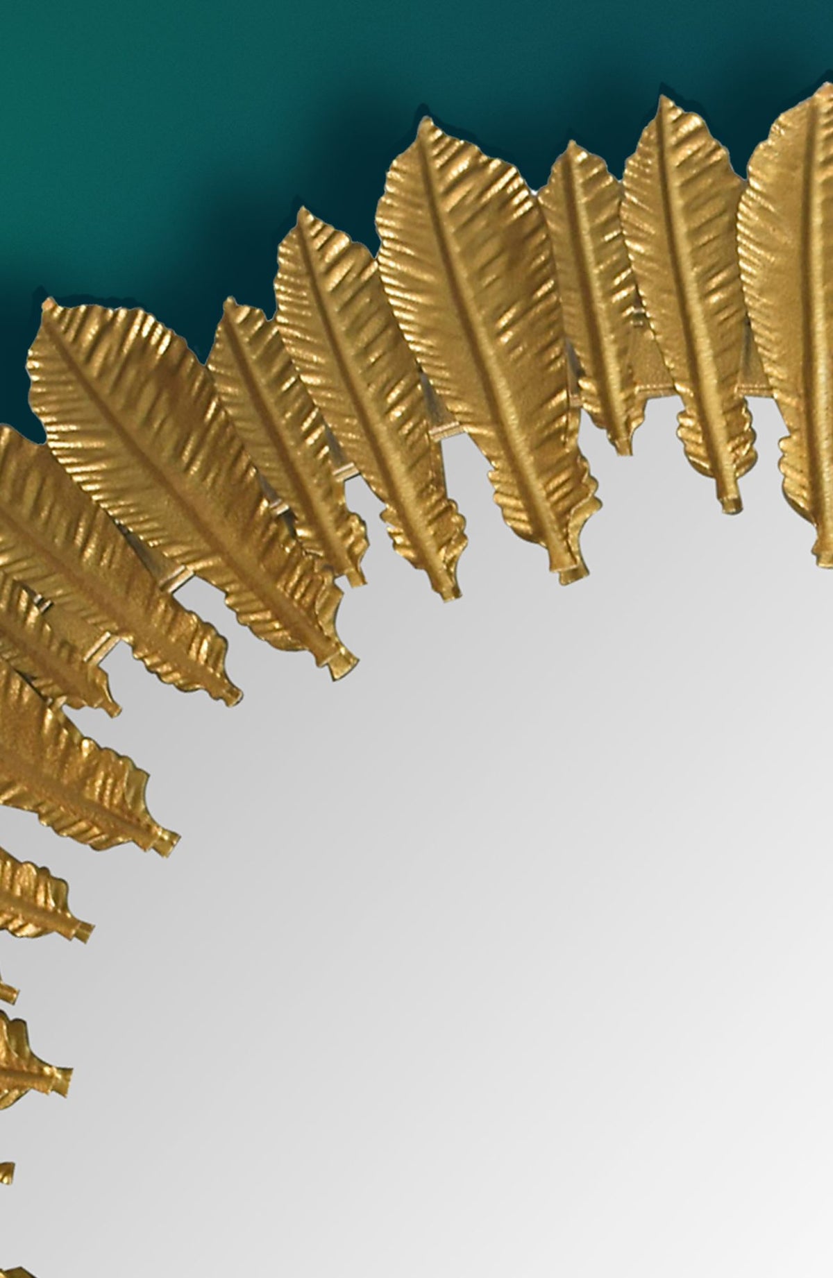 Wandspiegel Federn 68 cm Metall Design Hängespiegel Gold - Eisen Dekospiegel Rund - Spiegel Wand Groß - Flurspiegel Garderobenspiegel Modern