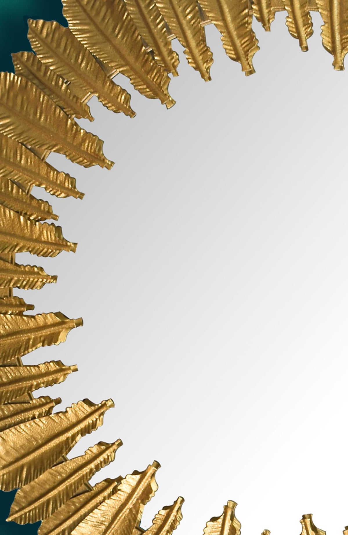 Wandspiegel Federn 68 cm Metall Design Hängespiegel Gold - Eisen Dekospiegel Rund - Spiegel Wand Groß - Flurspiegel Garderobenspiegel Modern_