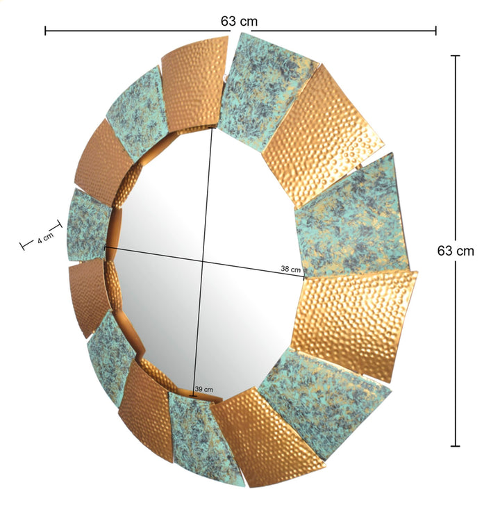 Wandspiegel Rund Metall Burnt Gold 63 cm Hammerschlag-Optik