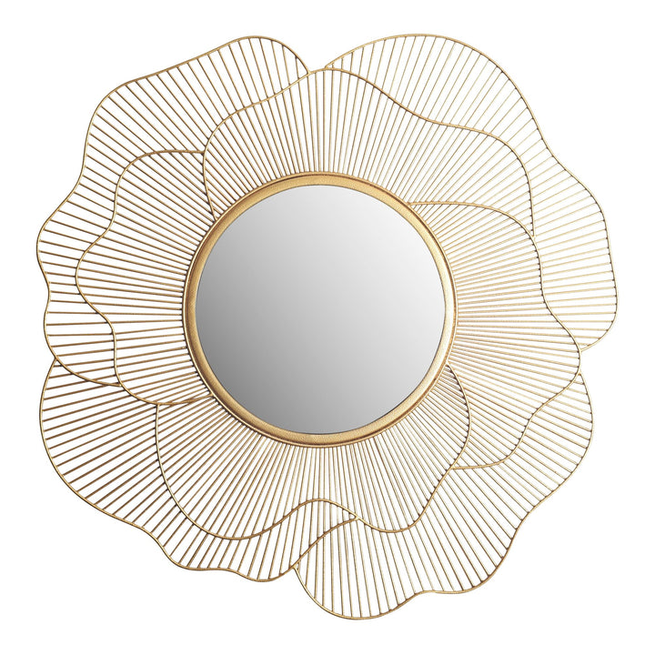 Wandspiegel Rund Metall Gold 77 cm Blütenform
