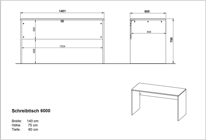 Wangenschreibtisch mit Knieblende_ 140x60x75_ stoßfeste Kanten_ belastbare Tischplatte_ Beige-Weiß - SAGE-Serie von Kadima Design_Größe_ 140x60x75 cm_