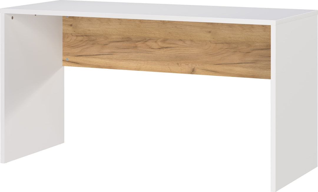 Wangenschreibtisch mit Knieblende_ 140x60x75_ stoßfeste Kanten_ belastbare Tischplatte_ Beige-Weiß - SAGE-Serie von Kadima Design_Größe_ 140x60x75 cm_