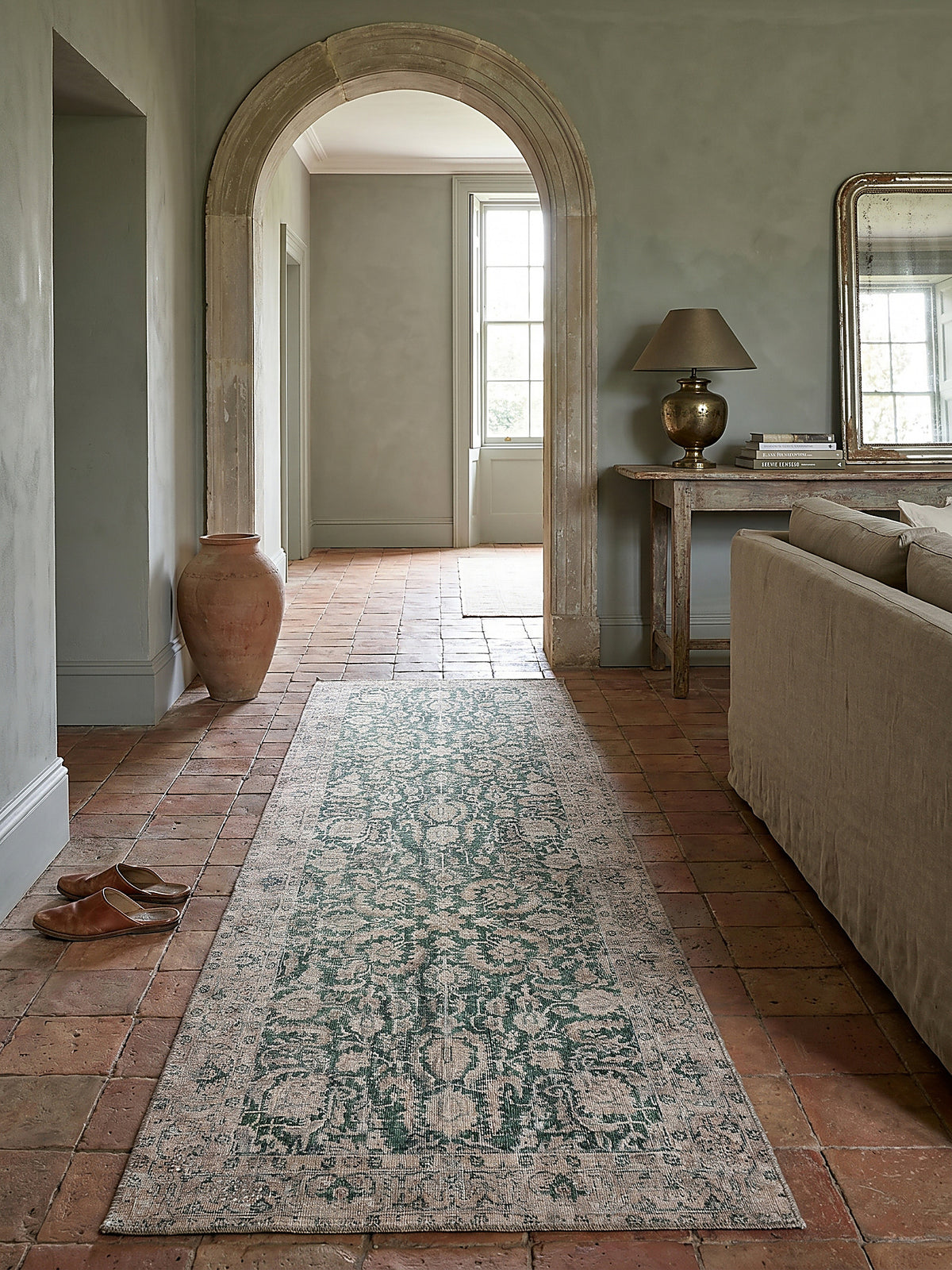 Teppich Grün Läufer Musteransicht von oben Designkollektion_
