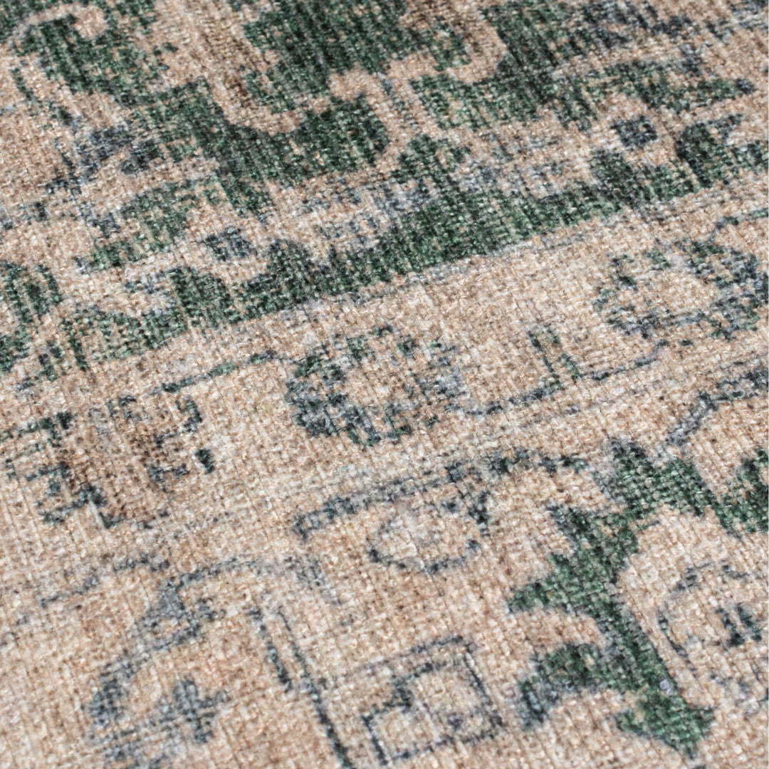Waschbarer Teppich Vintage Floral Muster - Orientalisch - Esszimmer_Grün_Läufer_