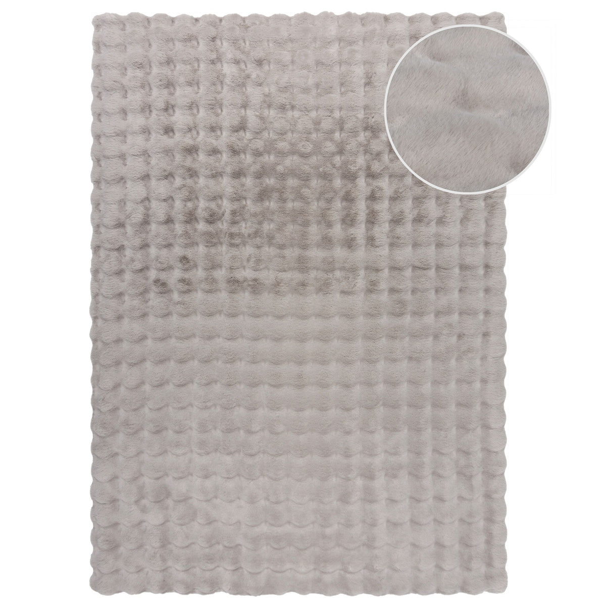 Teppich LUNE Waffel-Struktur Grau Hochflor uni waschbar weich Rechteckig