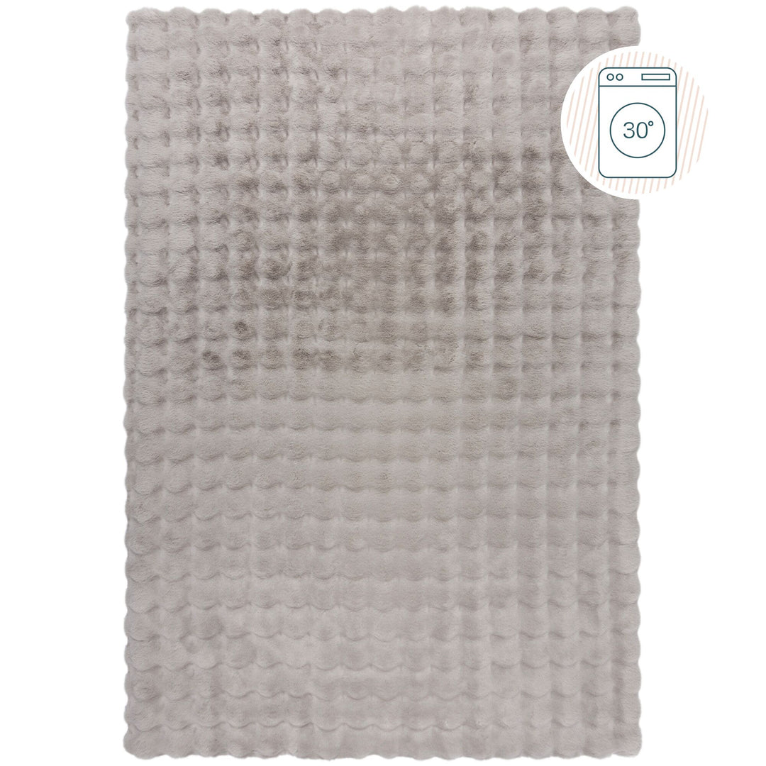 Hochflor Teppich waschbar 3D Waffel Muster - Unifarben - Struktur - Schlafzimmer_Rechteckig_