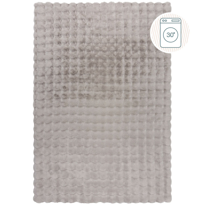 Hochflor Teppich waschbar 3D Waffel Muster - Unifarben - Struktur - Schlafzimmer_Rechteckig_