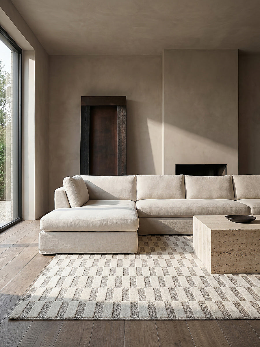 Teppich Beige rechteckig im modernen Wohnzimmer Einrichtungsidee_