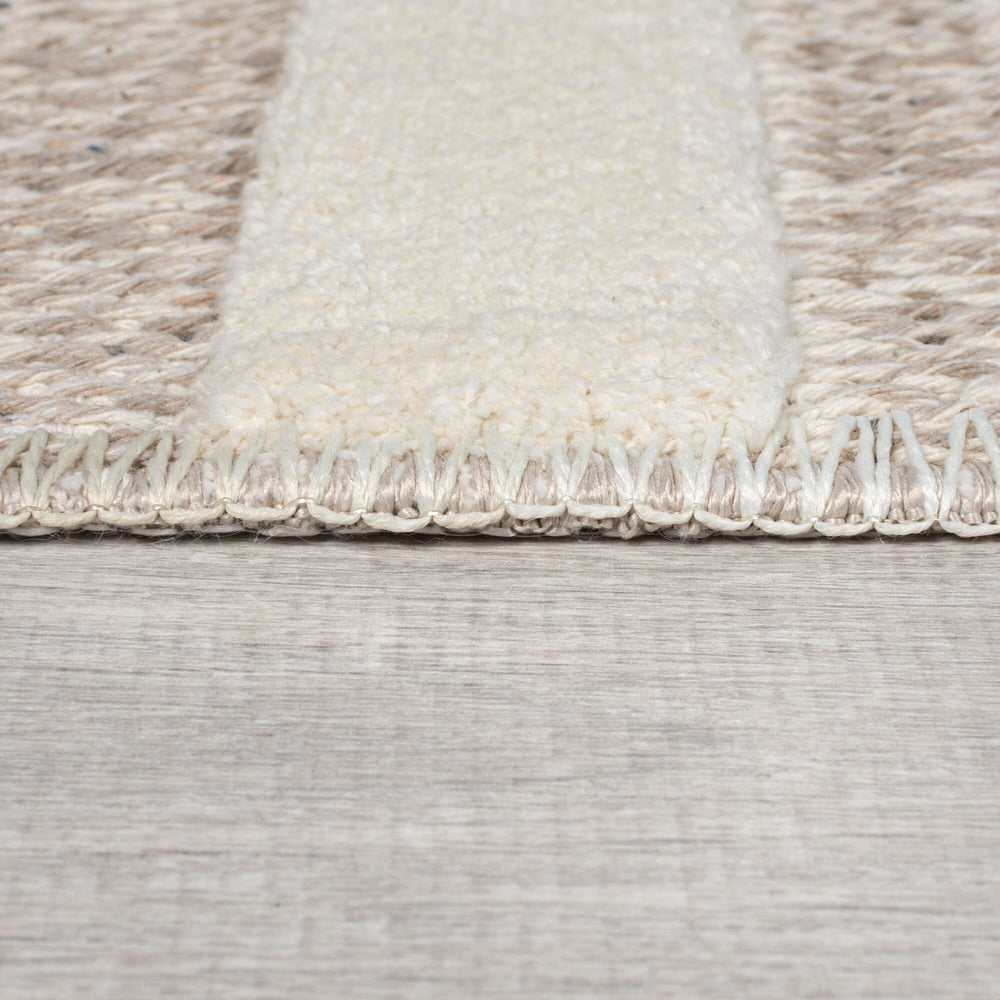 Waschbarer Kurzflor Teppich 4mm Beige Geometrisches Schachbrett Modern_Rechteckig_