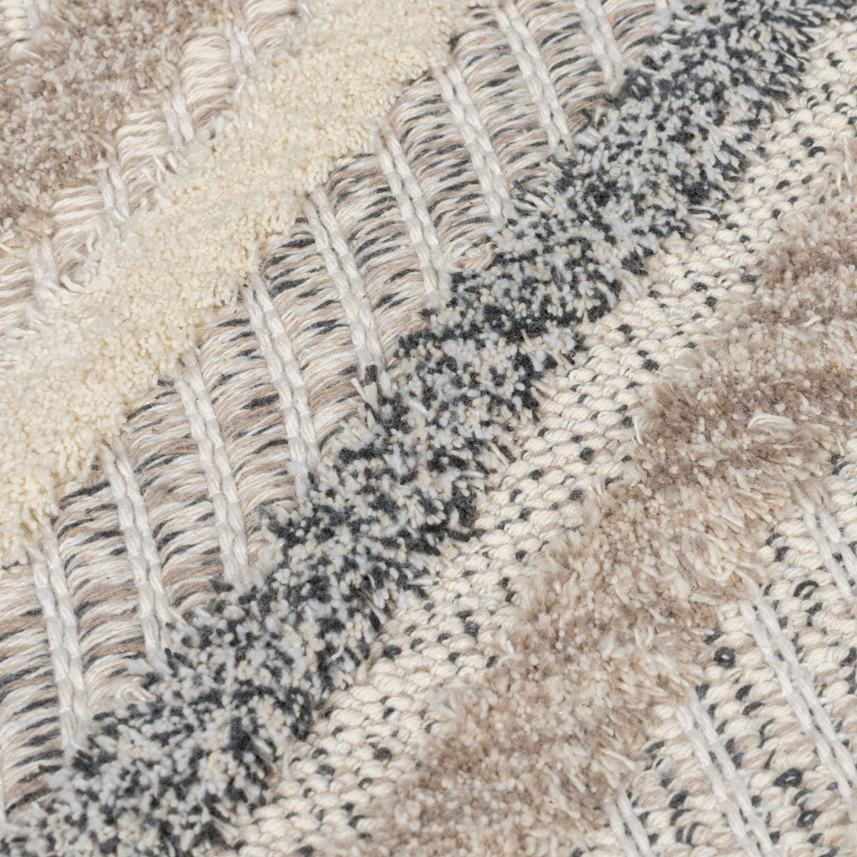 Teppich Rauten-Struktur Grau-Beige waschbar Flor Nahaufnahme Rechteckig_