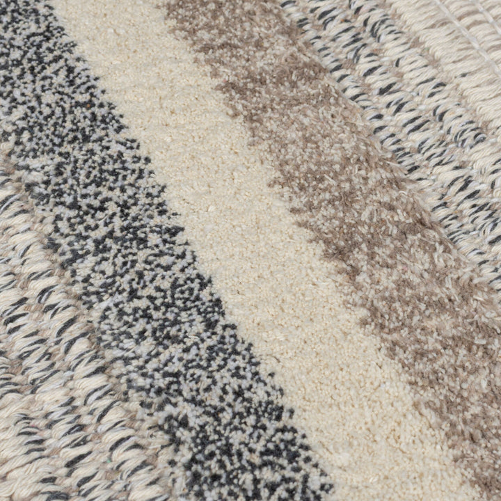 Waschbarer Teppich Streifen - Küche schmutzabweisend_Grau-Beige_Rechteckig_
