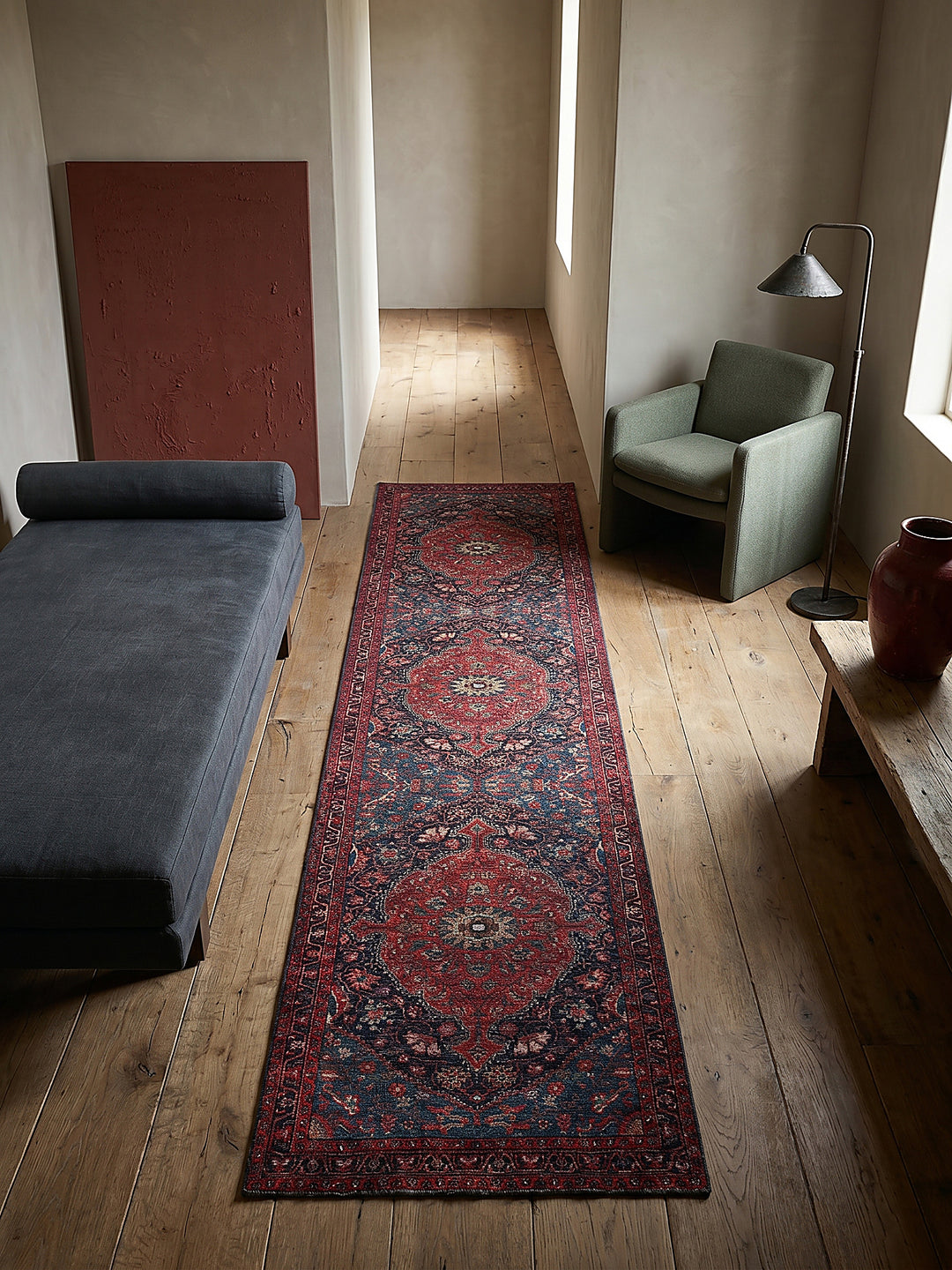 Teppich Rot Läufer Musteransicht von oben Designkollektion_