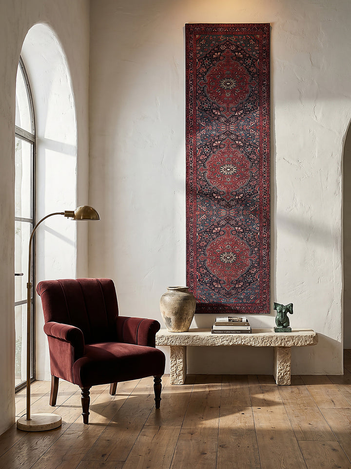 Teppich Rot Läufer als Wandteppich Wanddekoration Textilkunst Interior Design_
