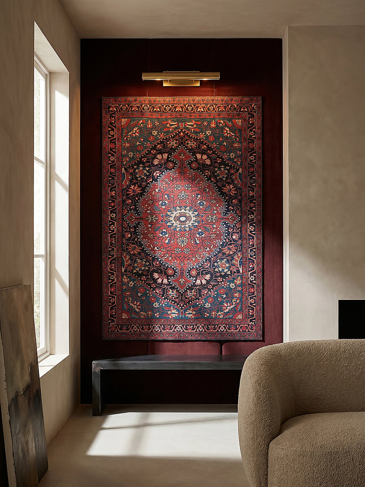 Teppich Rot rechteckig als Wandteppich Wanddekoration Textilkunst Interior Design_