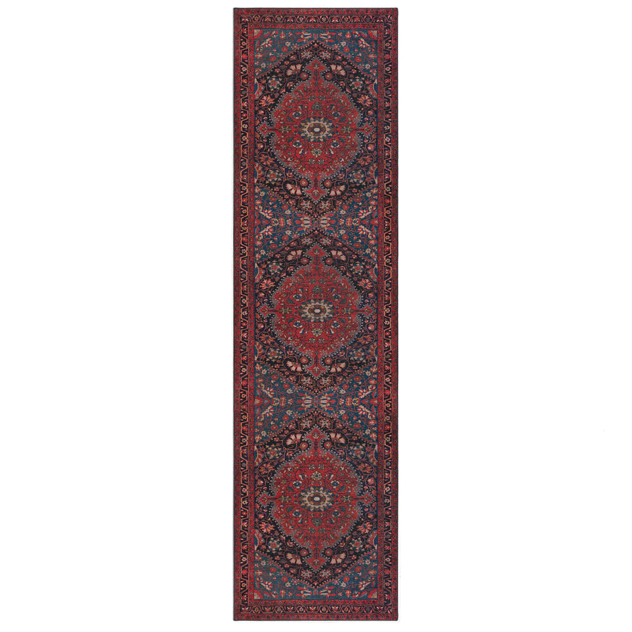 Waschbarer Teppich Medallion Muster - Orientalisch - Wohnzimmer schmutzabweisend_Läufer_