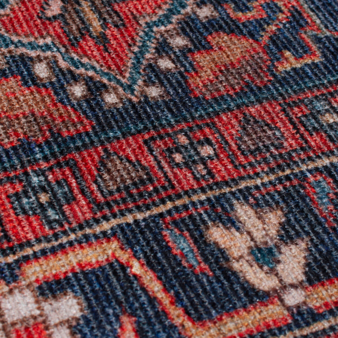Waschbarer Teppich Medallion Muster - Orientalisch - Wohnzimmer_Rot_Läufer_