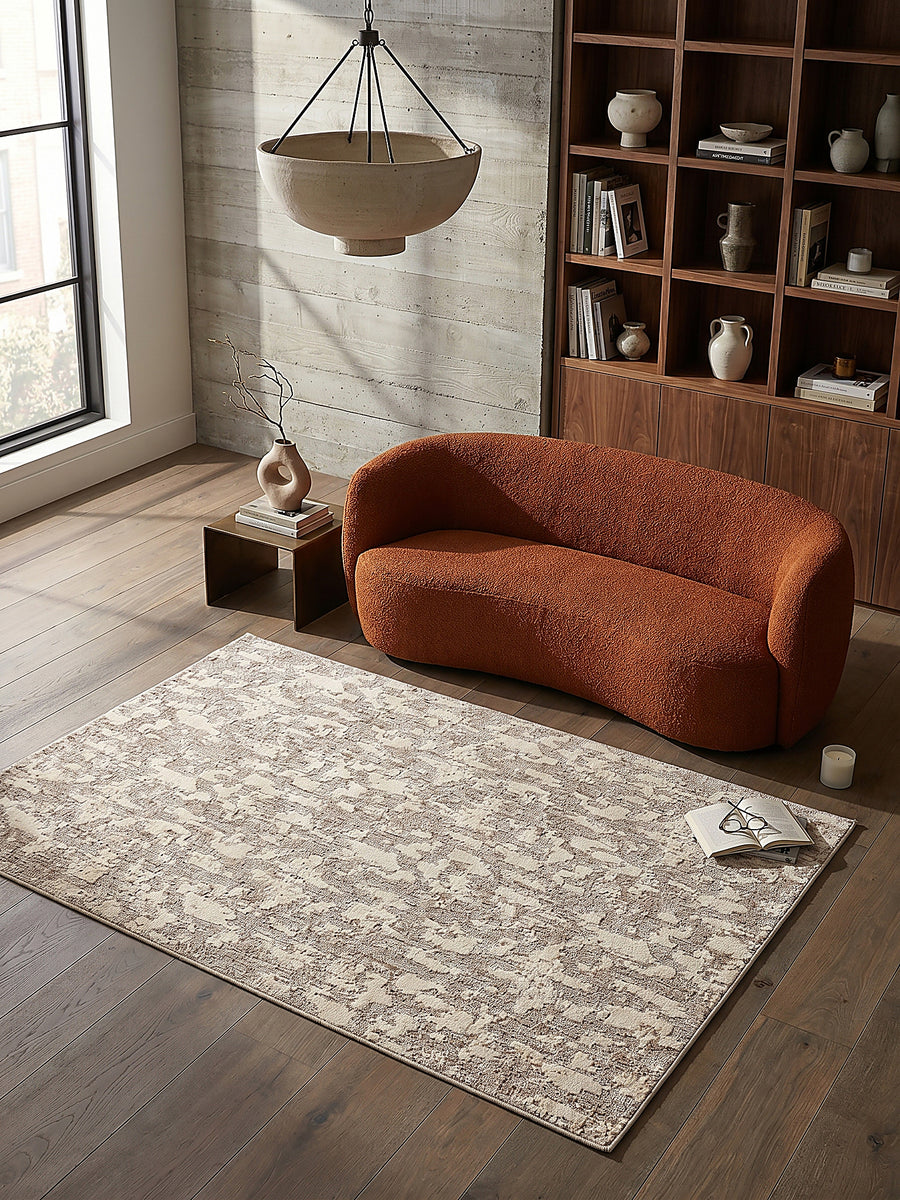 Teppich Beige rechteckig Musteransicht von oben Designkollektion_
