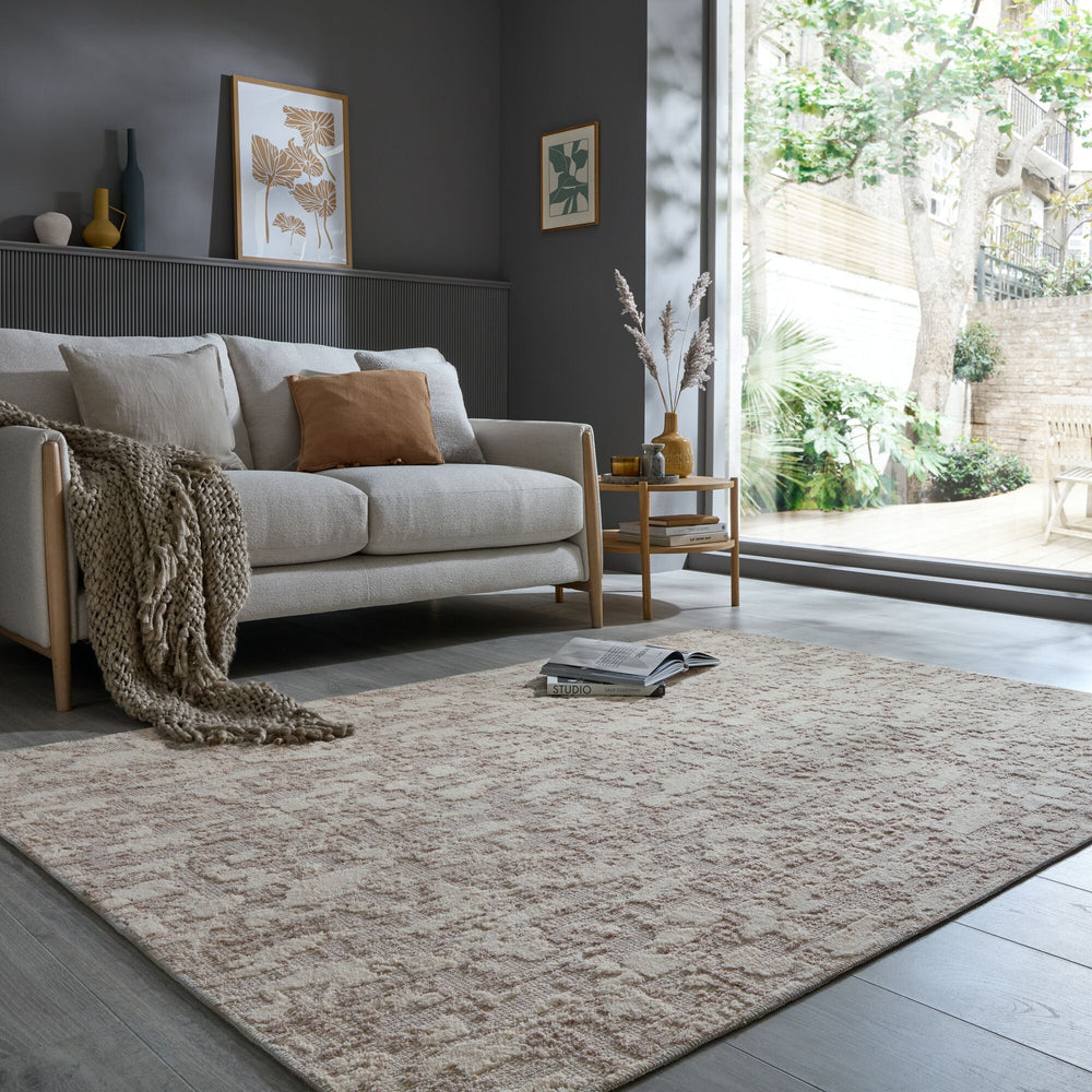 Waschbarer Teppich Sprenkel Muster - meliert - Küche schmutzabweisend_Beige_Rechteckig_