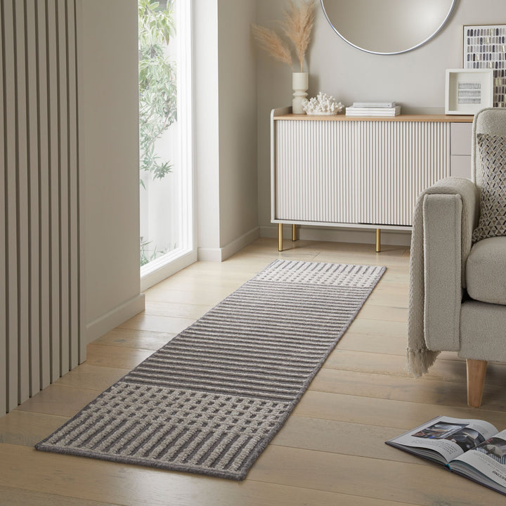 Waschbarer Streifenteppich OTTER IAN von Kadima Design_ ideal für das Familienleben_Grau_#sku_BARK503119375592#