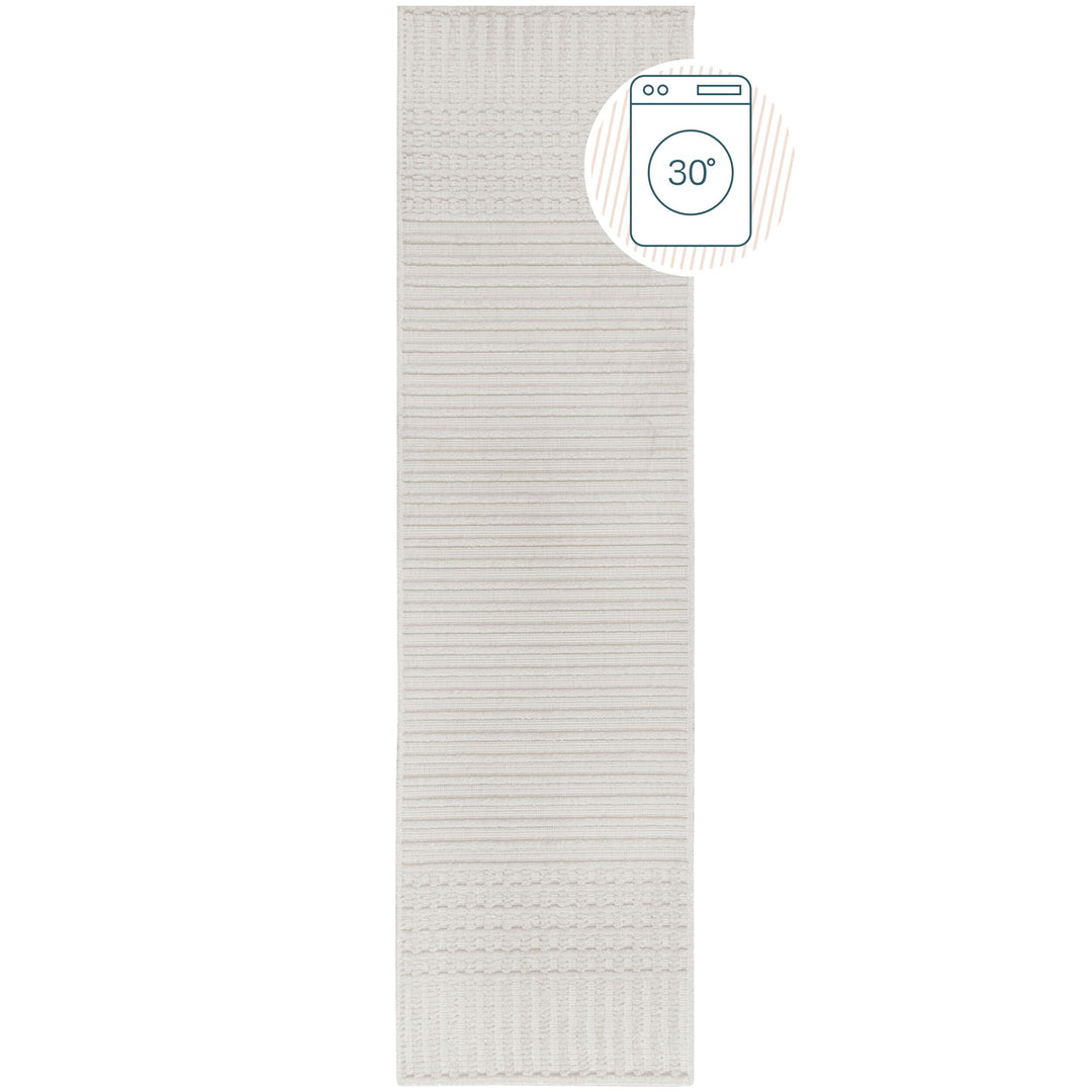 Waschbarer Streifenteppich OTTER IAN von Kadima Design_ ideal für das Familienleben_Weiß_#sku_BARK503119375597#