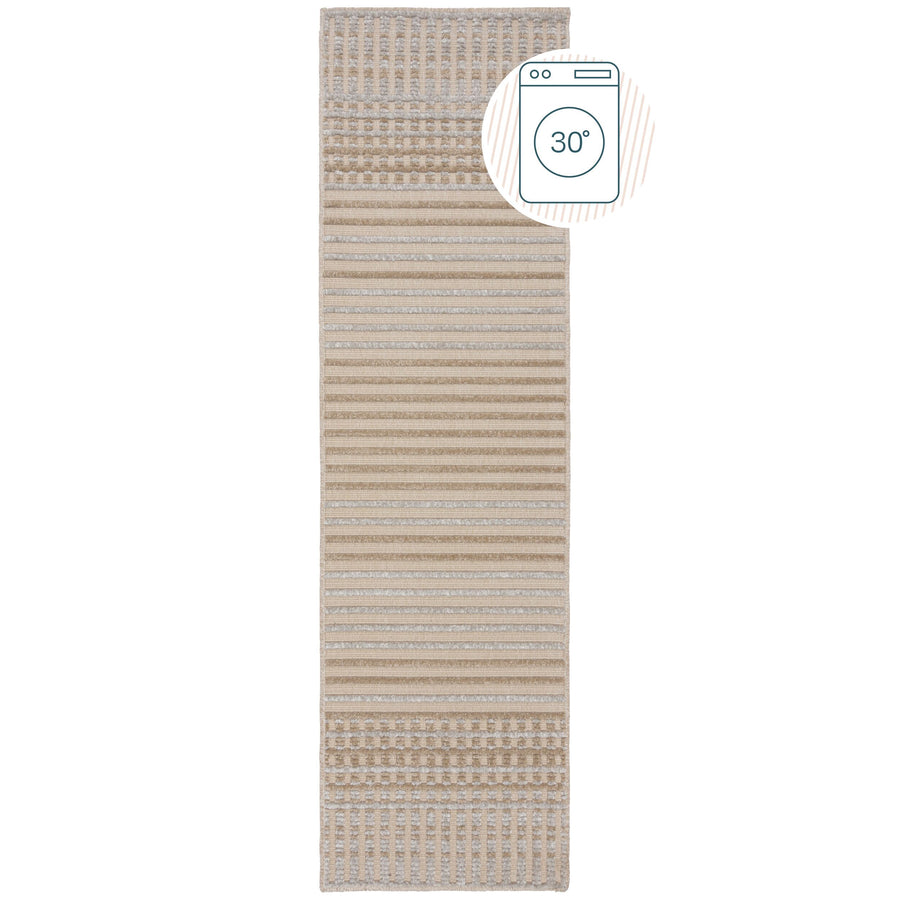 Waschbarer Streifenteppich OTTER IAN von Kadima Design_ ideal für das Familienleben_Beige_#sku_BARK503119375602#
