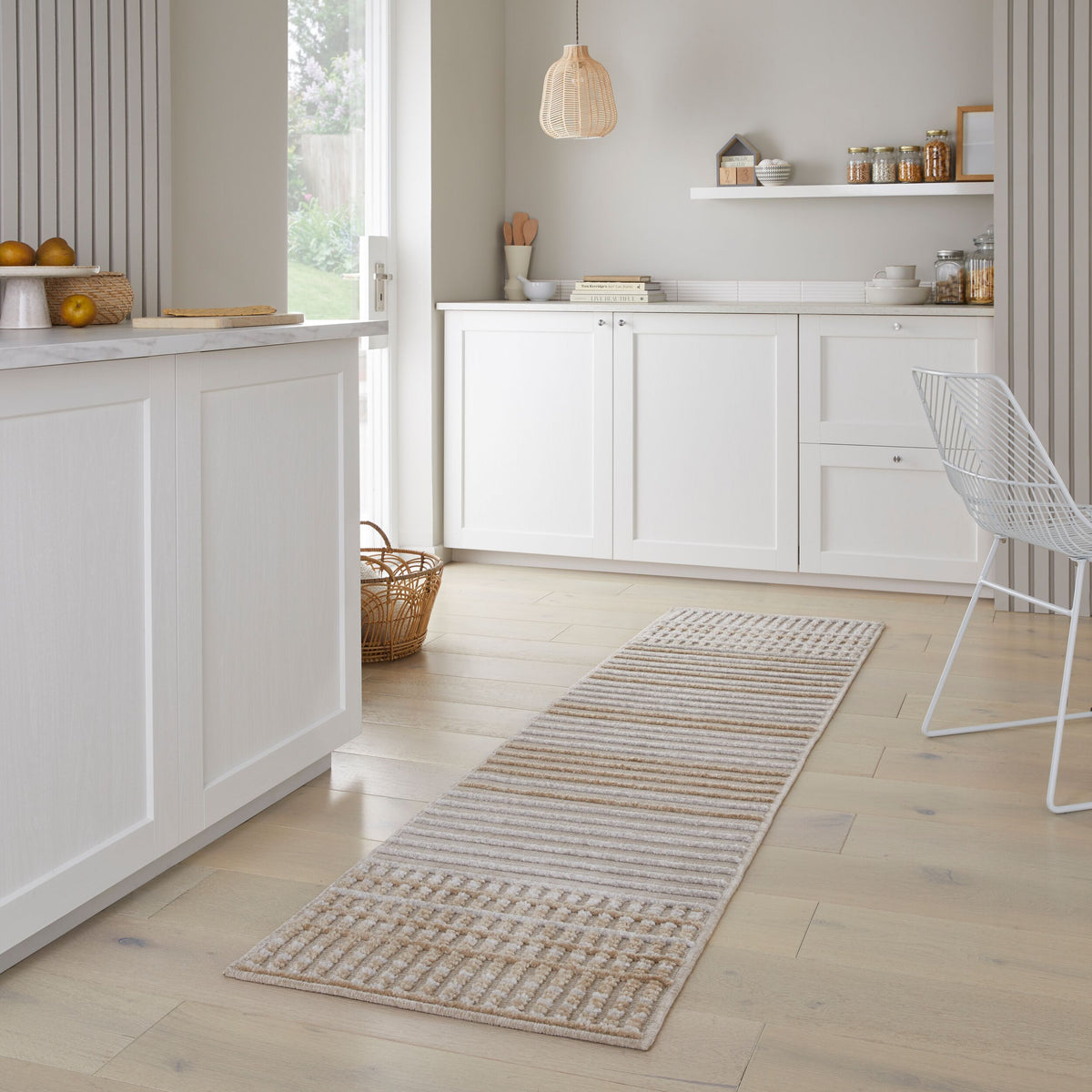 Maschinenwaschbarer Streifenteppich - ideal für das Familienleben_Beige_Läufer_