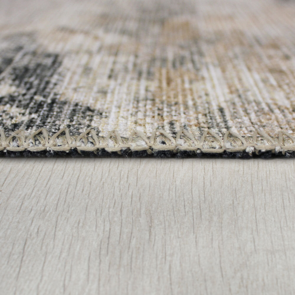 Waschbarer Teppich  - Abstraktes Design in Gelb-Natur_Rechteckig_