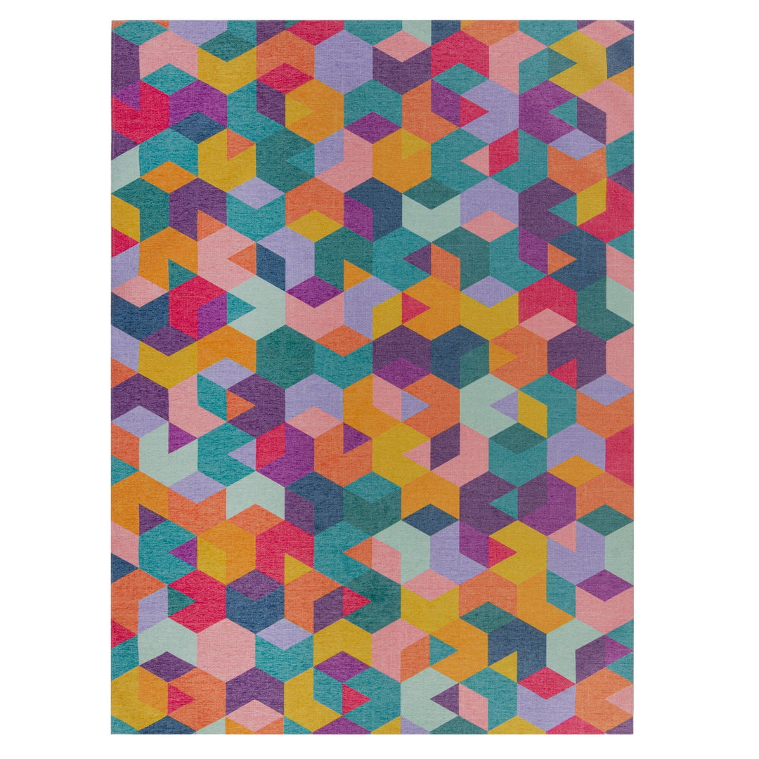 Waschbarer Teppich Hexagon Geometrisch - Wohnzimmer schmutzabweisend_Rechteckig_