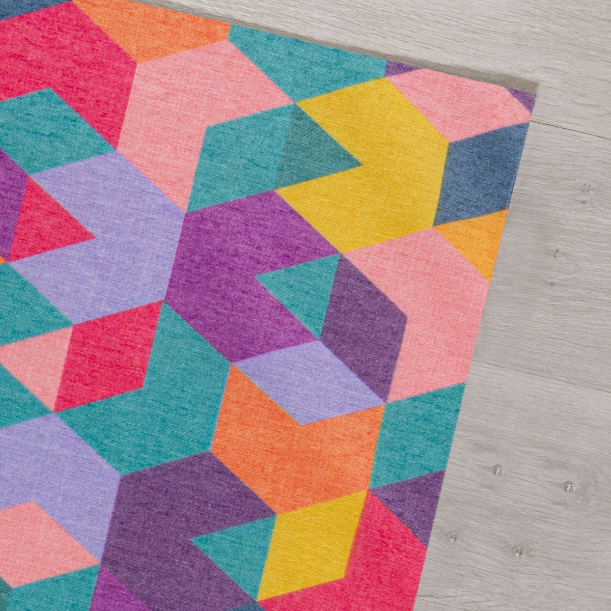 Teppich Würfel-Geometrie 3D Multicolor bunt Ecke Draufsicht modern Rechteckig