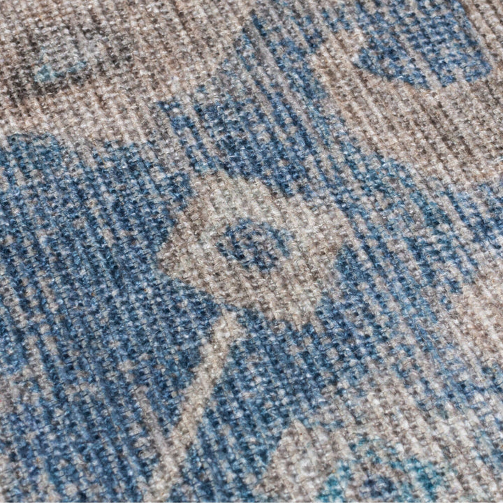 Waschbarer Teppich Vintage Floral - Orientalisch - Wohnzimmer_Blau_Läufer_