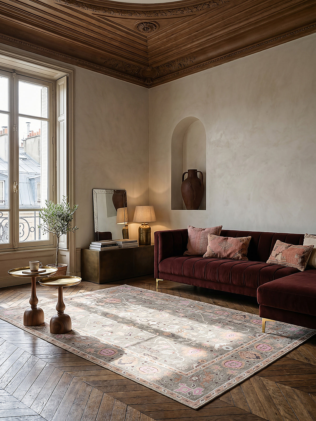 Teppich Multicolor-Rosa rechteckig im modernen Wohnzimmer Einrichtungsidee_