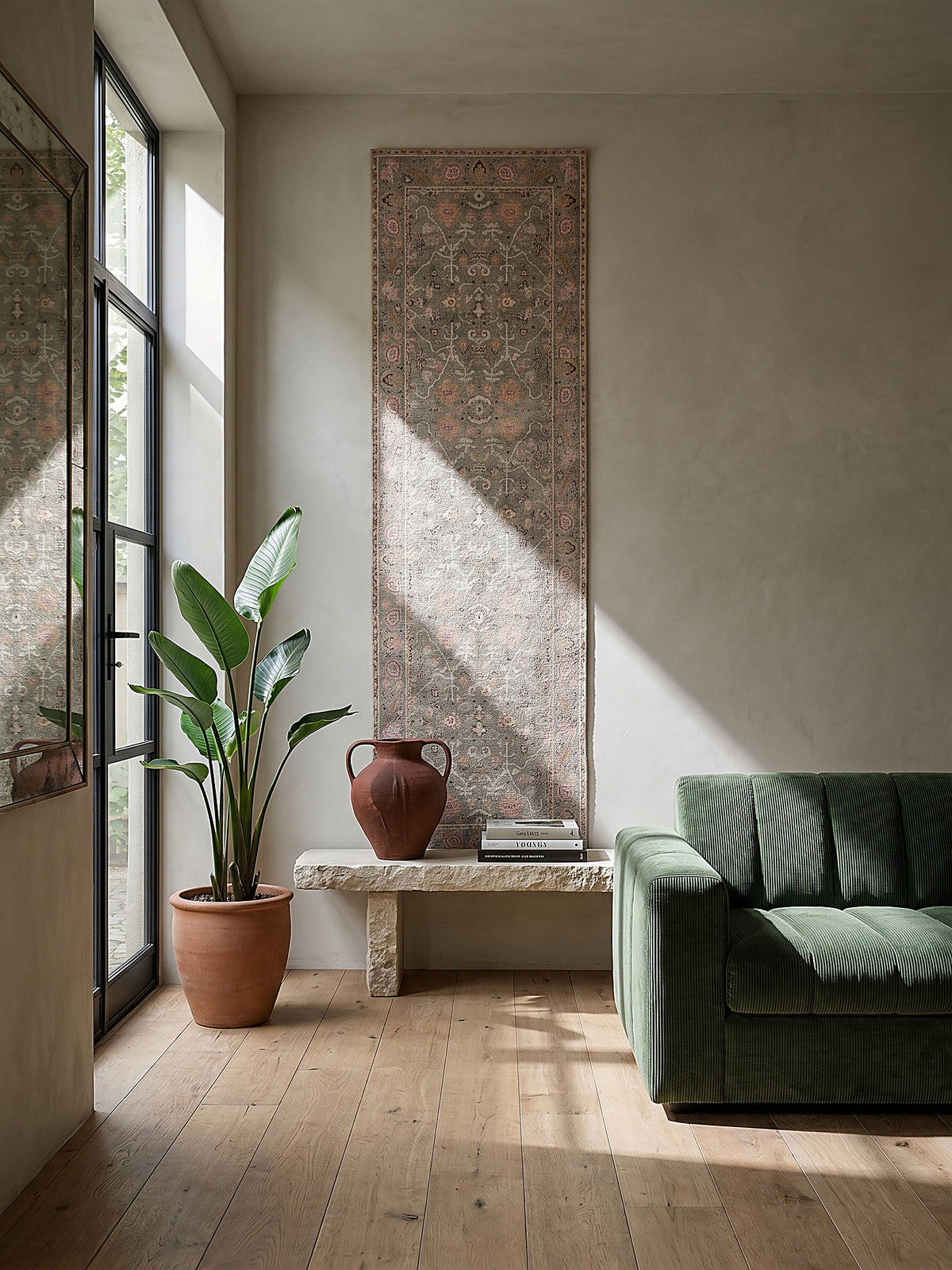 Teppich Multicolor-Rosa Läufer als Wandteppich Wanddekoration Textilkunst Interior Design_