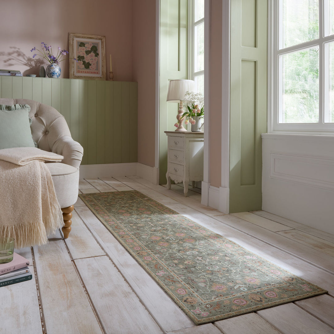 Waschbarer Teppich Floral Muster - Orientalisch - Wohnzimmer_Multicolor-Rosa_Läufer_