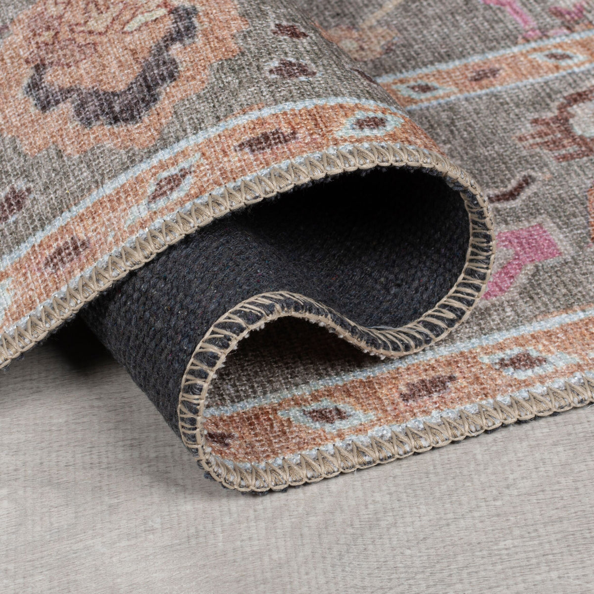 Waschbarer Teppich Floral Muster - Orientalisch - Wohnzimmer schmutzabweisend Läufer
